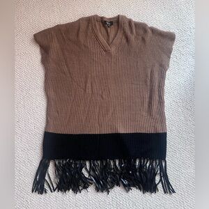 Brown and Black Boho Fringe Short Sleeve Tunic Sweater